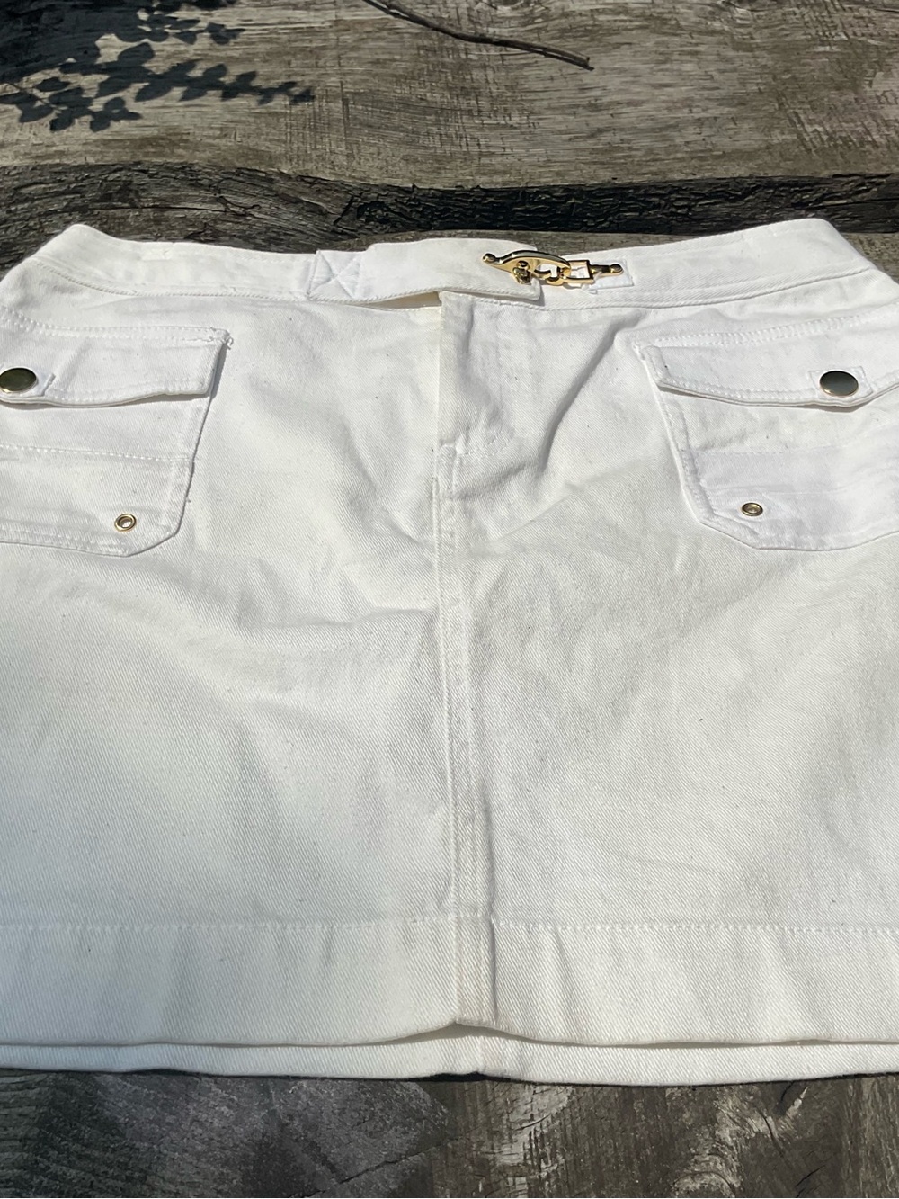 Ralph Lauren White Mini Skirt with Gold Hardware